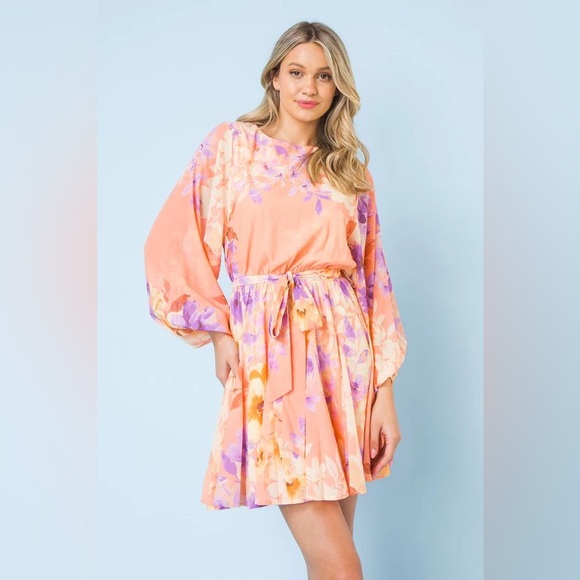 Flying Tomato Floral Peach Dress - Picture 3 of 5